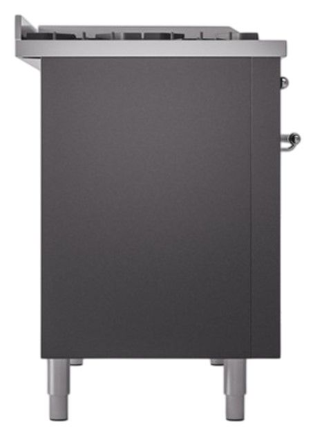 Ilve® Nostalgie II Noblesse 48'' Graphite Matte Pro Style Dual Fuel Range with Chrome Trim-2