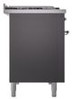 Ilve® Nostalgie II Noblesse 48'' Graphite Matte Pro Style Dual Fuel Range with Chrome Trim-2