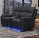 New Classic® Home Furnishings Hartley Black Leather Power Reclining Loveseat with Power Headrest and Footrest-1