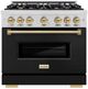 ZLINE Classic 36" Stainless Steel Pro Style Gas Range with Black Matte Door and Champagne Bronze Accents -0