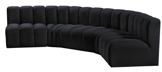 Meridian Furniture Arc 5-Piece Black Velvet Sectional-2
