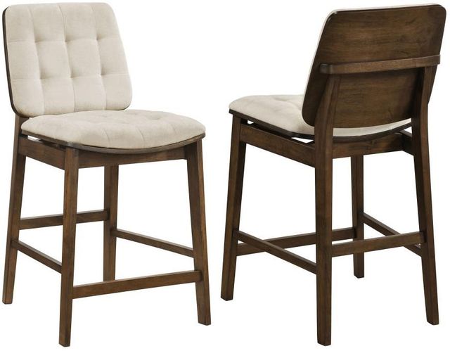 Coaster® Redbridge 2-Piece Cream/Walnut Upholstered Counter Stool Set-0