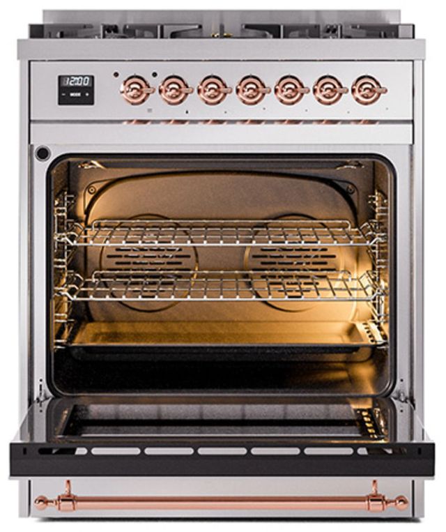 Ilve® Nostalgie II Series 30" Stainless Steel Pro Style Dual Fuel Range-3