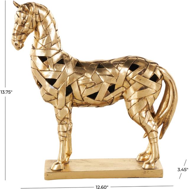 Deco Marche Gold Horse Wrapped Sculpture with Rectangular Base-3