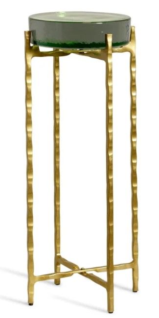 StyleCraft Emerald Glass Top Drink Table with Gold Base | Fischer Furniture | Rapid City, SD