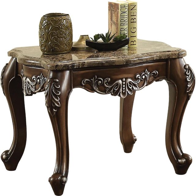 ACME Furniture Latisha Brown Top End Table with Antique Oak Base-0