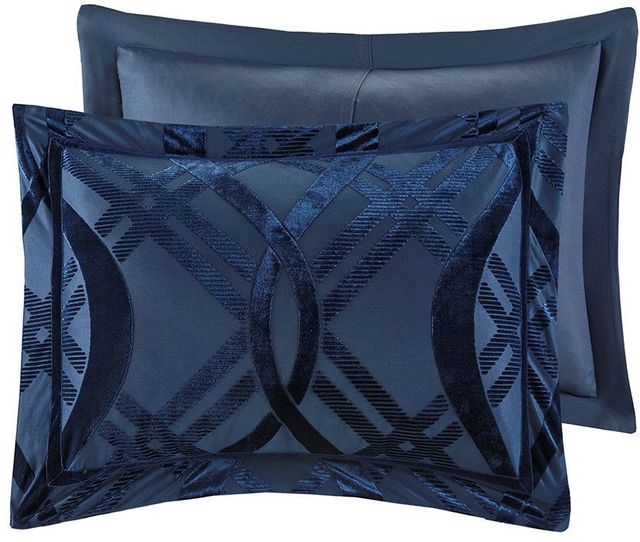 Olliix by Madison Park 3 Piece Navy King/California King Dolores Velvet Duvet Set-2