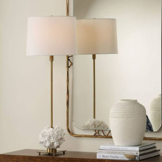 Uttermost® Caronia Ivory Buffet Lamp with Antique Brass Accent-1
