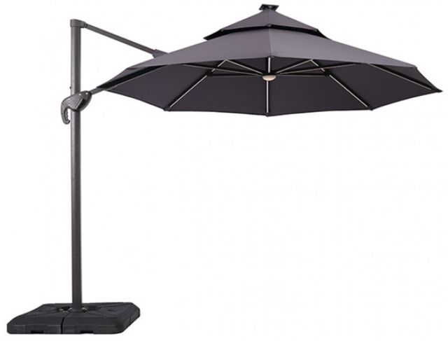 Furniture of America® Nuti Gray Aluminum/Fabric Outdoor Patio Umbrella and Base-1