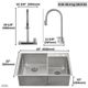 Forno Acqua MultiSINK Stainless Steel 10" Dual Mount Double Bowl Sink with Waterfall Faucet-3