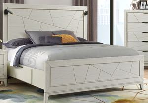 front view of the Elements International Artis White Queen Storage Panel Bed