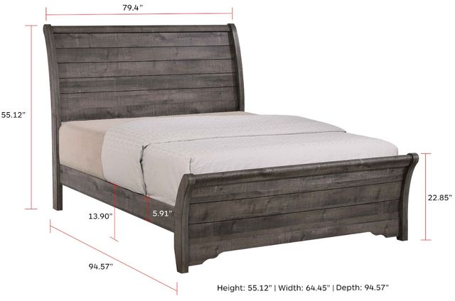 Crown Mark Coralee Gray King Sleigh Bed-2