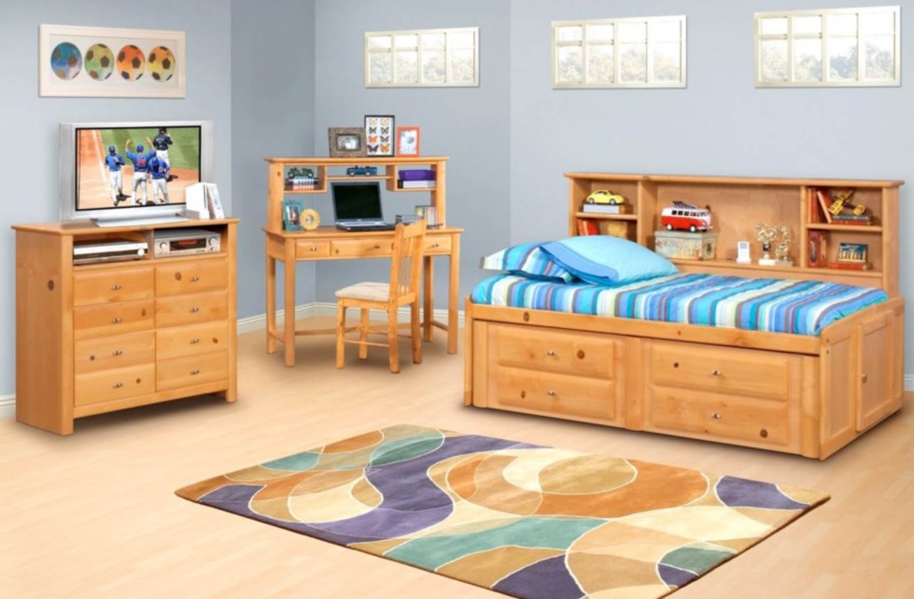 るーむ　room Full Size Platform Bed with Storage Headboard & Charging