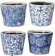 A & B Home Evelyn 4-Piece Blue/White Small Planter Set-1