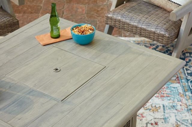 Signature Design by Ashley® Cliff Trails Beige Aluminum/Woven Outdoor Fire Pit Table-4