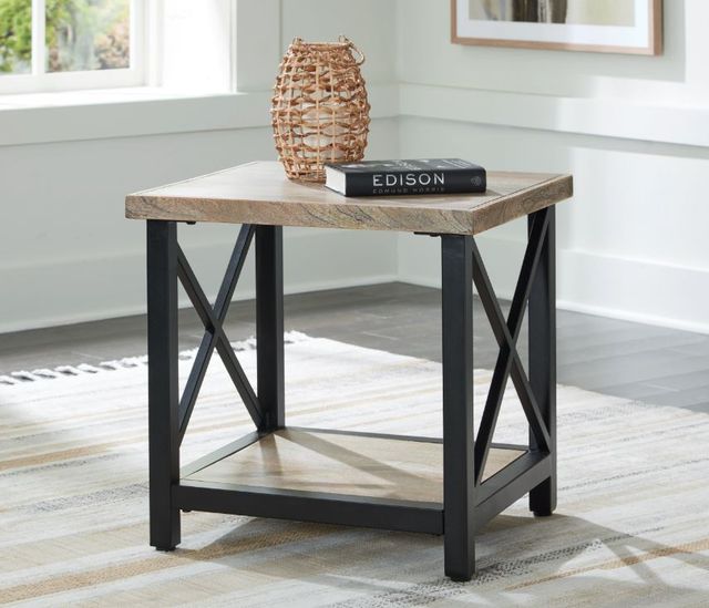 Signature Design by Ashley® Bristenfort Brown End Table with Black Base-3