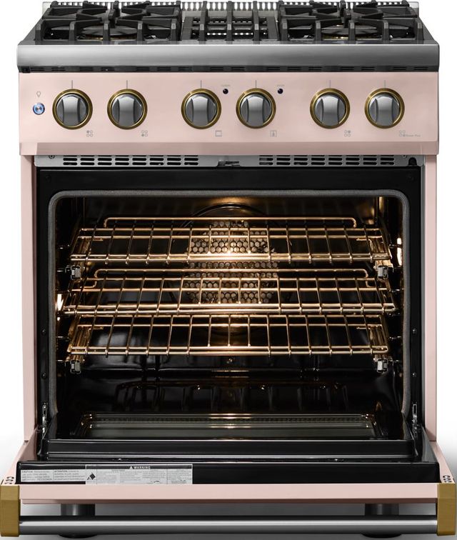 Viking® 5 Series 30" Blush Pro Style Dual Fuel (LP) Range with Polished Chrome Trim-1
