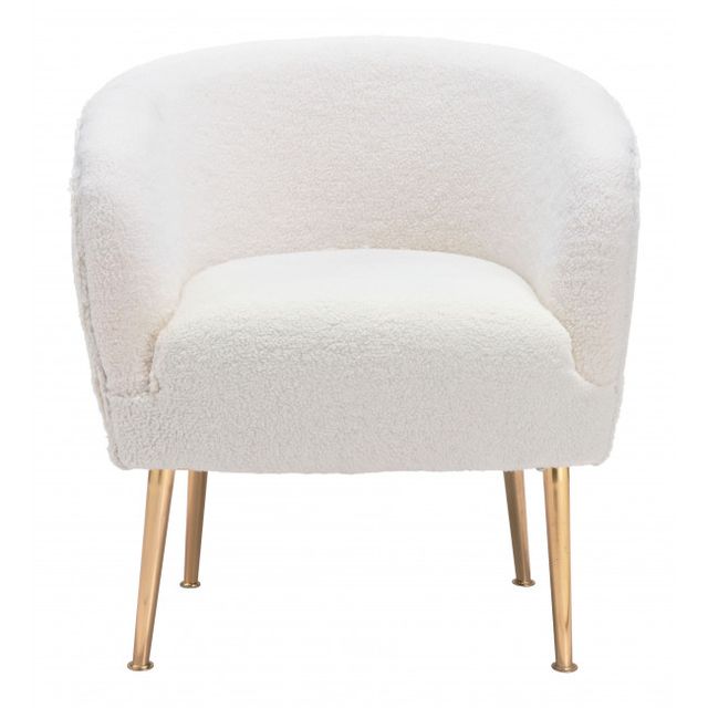 Zuo® Modern Sherpa Beige and Gold Accent Chair-2