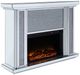 ACME Furniture Noralie Mirrored Electric Fireplace with Faux Stone Accent-0