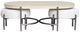 Magnussen Home® Jennings 3-Piece Edgecomb Gray Oval Cocktail Table with Weathered Antique Nickel Base and Two Ottomans Set-2