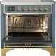 Ilve® Majestic III 36" Blue Gray Pro Style Induction Range with Solid Door and Brass Trim-1