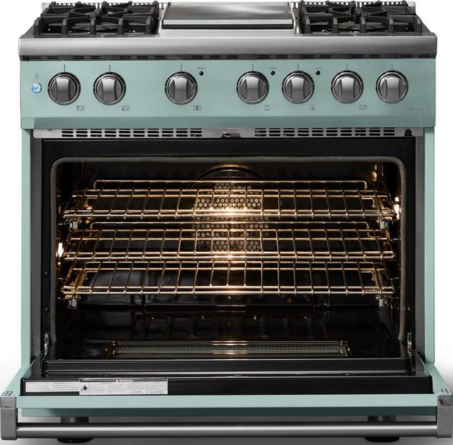 Viking® 5 Series 36" Splash Pro Style Dual Fuel (NG) Range with Polished Chrome Trim-1
