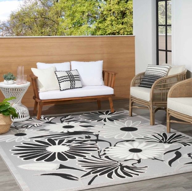 Nourison Home™ Aloha Black White 5'x8' Style 1 Area Rug-1