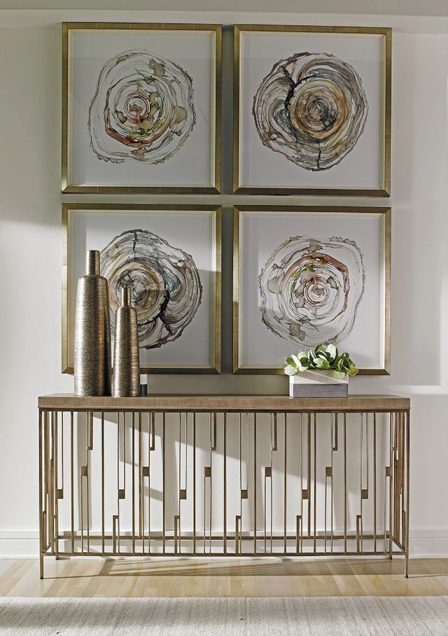 Lexington Home Shadow Play Studio Gray Elm Top Console Table with Burnished Silver Leaf Base-1