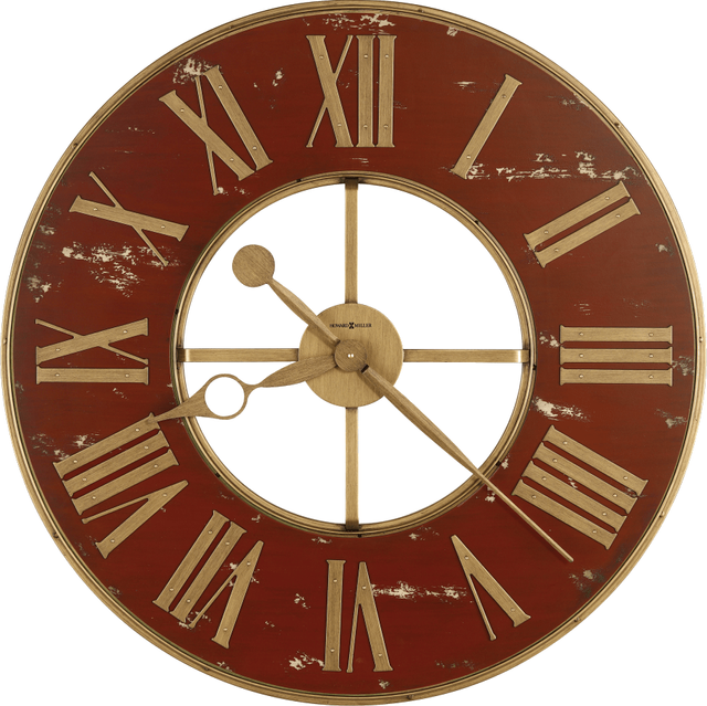 Howard Miller® Boris 32" Antique Red and Brass Wrought Iron Wall Clock