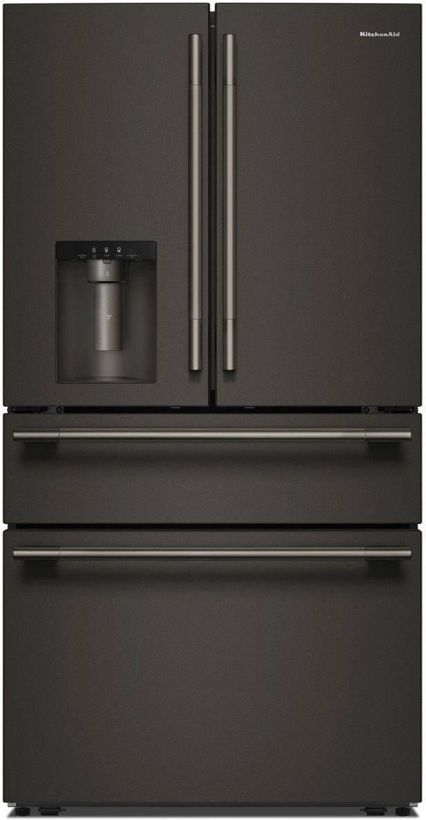 KitchenAid® 36" 28.74 Cu. Ft. Black Ore French Door Refrigerator with Exterior Water and Ice and FreshChill™ Full-Width Refrigerated Drawer-0