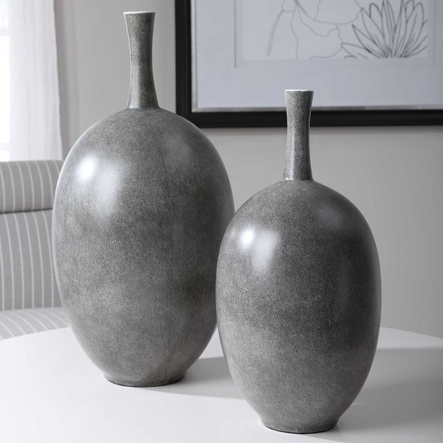 Uttermost® Riordan 2-Piece Black/White Vase Set-1