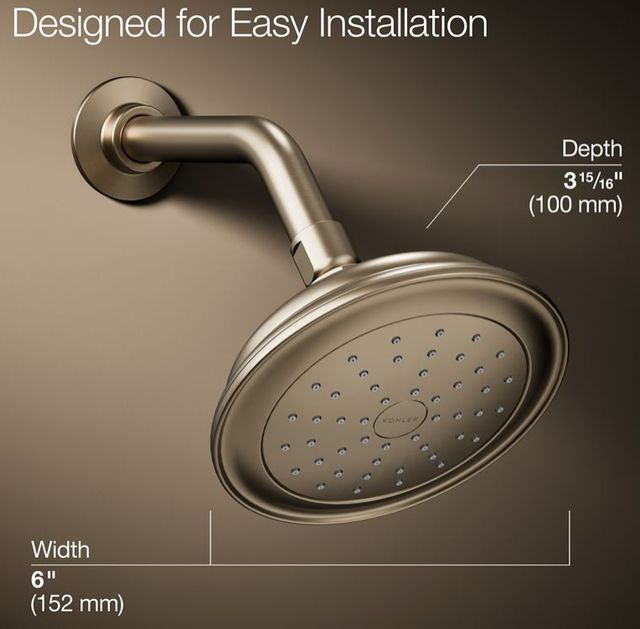 KOHLER® Artifacts® Vibrant Brushed Bronze 1.75 GPM Single-Function Showerhead-3