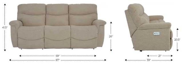 La-Z-Boy® James Smoke Power Reclining Sofa with Headrest and Lumbar-2