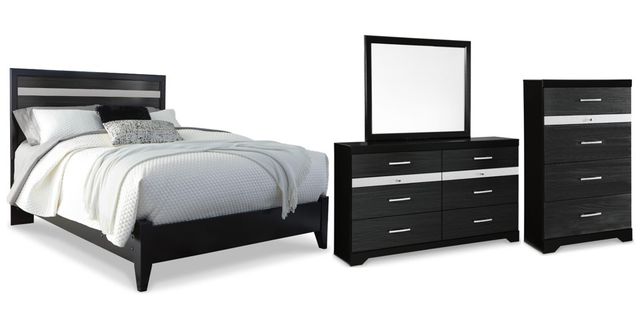 Signature Design by Ashley® Starberry 4-Piece Black Queen Panel Bed Set-0