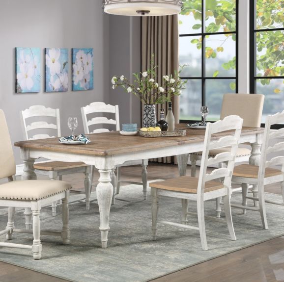 Winners Only® Augusta Rustic Brown Top Dining Table with White Base-2