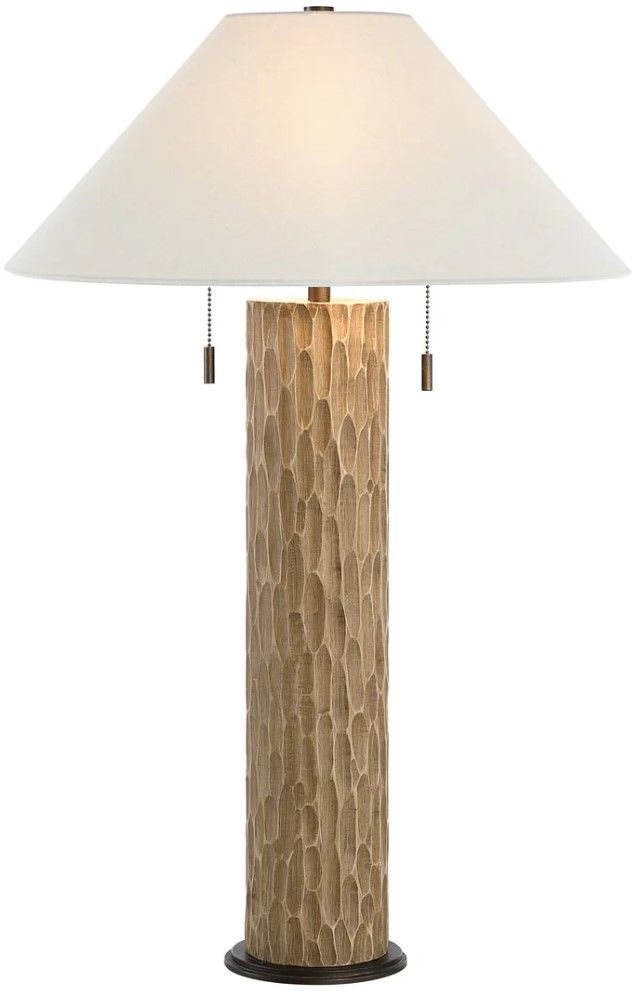 Renwil® Everren Pino Carved Brown Oak Table Lamp-3