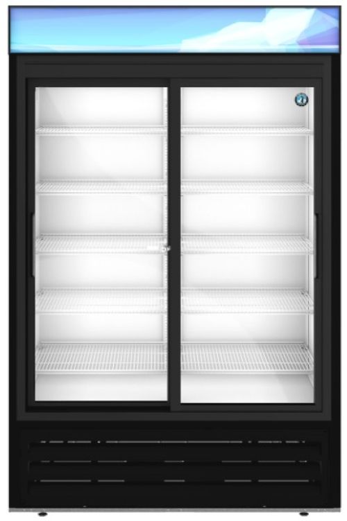 Hoshizaki 51" 38.3 Cu. Ft. Black Painted Aluminum Two Section Glass Door Merchandiser Refrigerator-0
