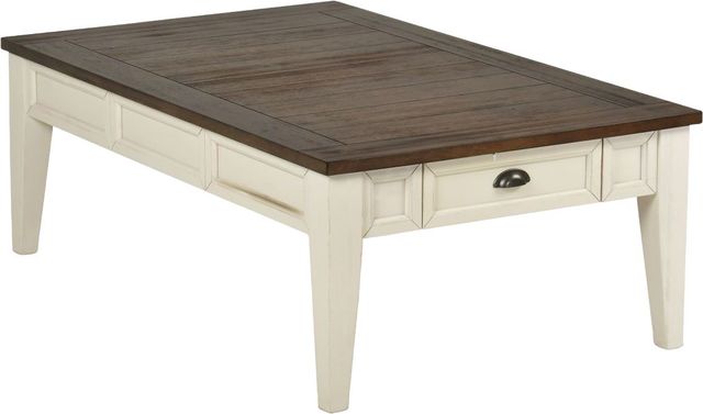 Steve Silver Co. Cayla Dark Oak Cocktail Table with White Base-0