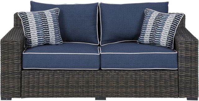 Signature Design by Ashley® Grasson Lane Brown/Blue Loveseat with Cushion-1