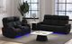 Elements International Prime Time P3 Jet Black Power Reclining Sofa with LED-1