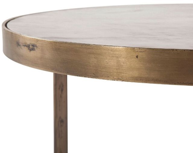 Home Trends & Design Michaelangelo White Top Nesting Side Table with Antique Bronze Base-1