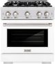 ZLINE Select 30" Satin Stainless Steel Pro Style Dual Fuel Range with White Matte Door-0