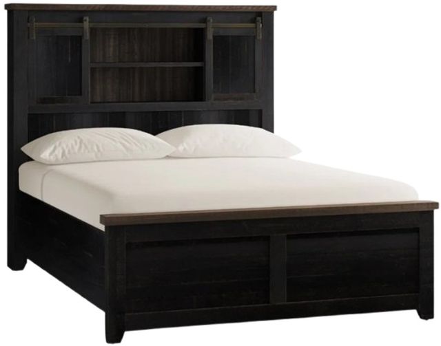Jofran Inc. Madison County Vintage Black Queen Barn Door Platform Bed-0