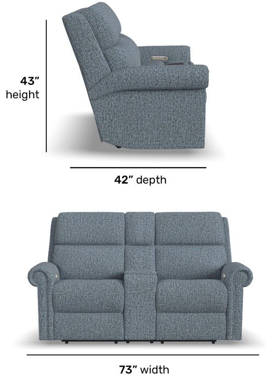 Flexsteel® Customizable Bernard Fabric Power Reclining Loveseat with Console, Headrest and Lumbar-3