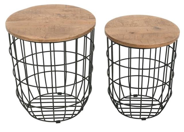 Jofran Inc. Global Archive Rondo 2-Piece Brown Nesting End Table Set with Black Base-2