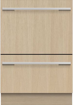 Front view of the Fisher & Paykel Series 9 24" Panel Ready Double Dishwasher