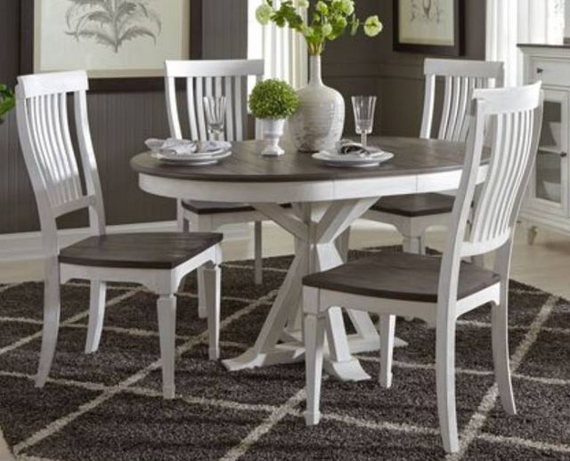 Liberty Furniture Allyson Park 5-Piece Two-Tone Pedestal Table Set-0
