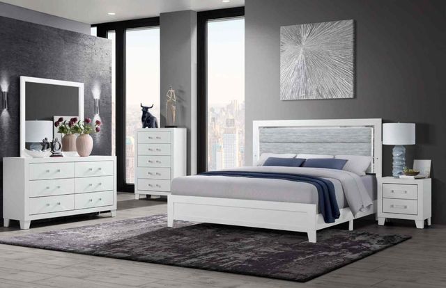 Global Furniture USA Luccia 5-Piece White Twin Bedroom Set with LED-1