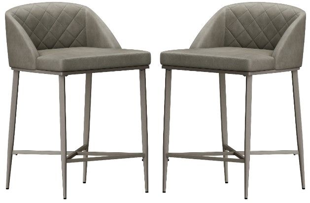 HH2 Home Phoenix 2-Piece Pewter/Weathered Gray Leather Counter Stool-0