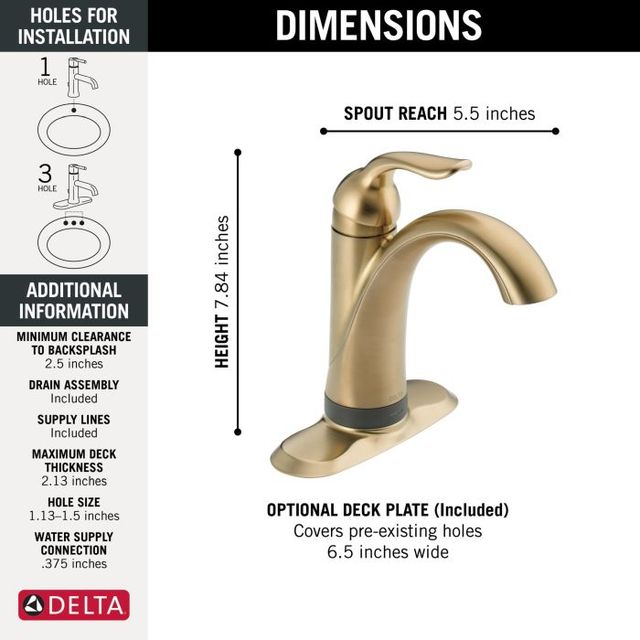 Delta Lahara® Champagne Bronze Touch2O® Bathroom Faucet with Touchless Technology with Drain-4